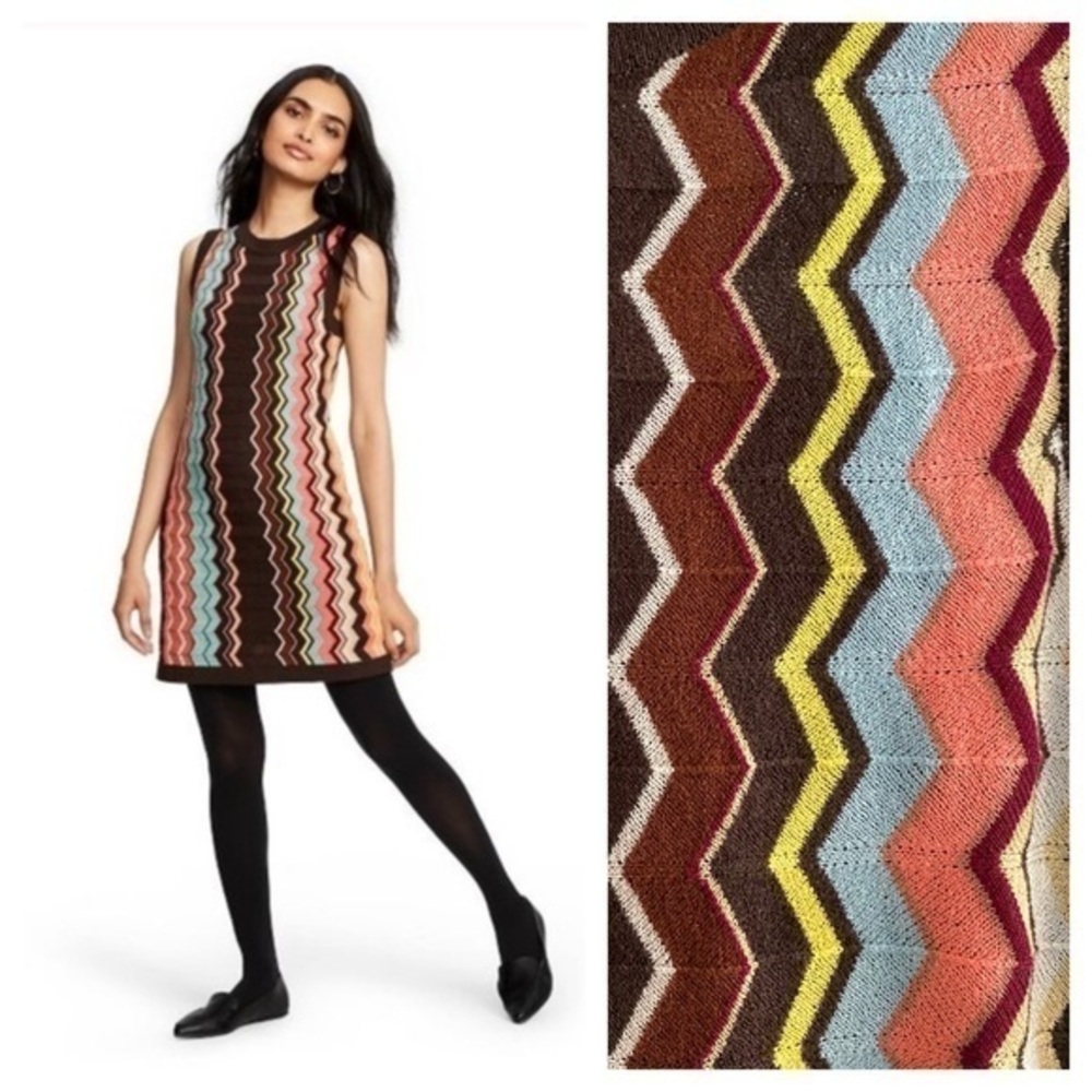 Missoni X Target Colorful Knit Zig Zag Mod Sleeveless Sweater Dress Small